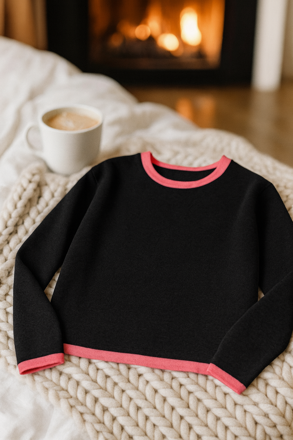 The Essential Cozy Chic Sweater (Signature Lipstick Trim)
