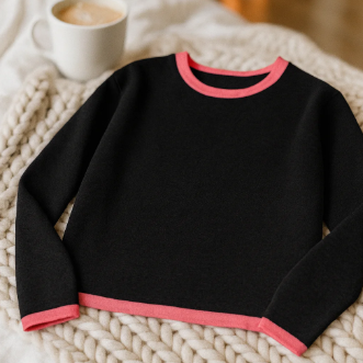 The Essential Cozy Chic Sweater (Signature Lipstick Trim)